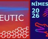 Logo eutic accol&eacute; au visuel li&eacute; &agrave; l'&eacute;dition 2026 de N&icirc;mes dans les tons rouges et bleus