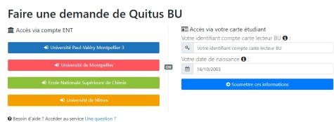 Capture d'écran formulaire quitus
