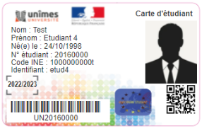 carte d'étudiant