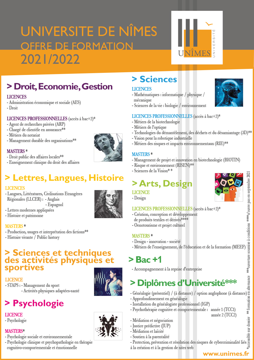 Calendrier Unimes 2022