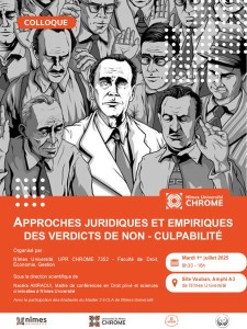 Affiche du colloque, différents personnages sont dessinés, certains sont en gris et un seul est en blanc au milieu des autres
