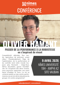 affiche conf&eacute;rence olivier hamant