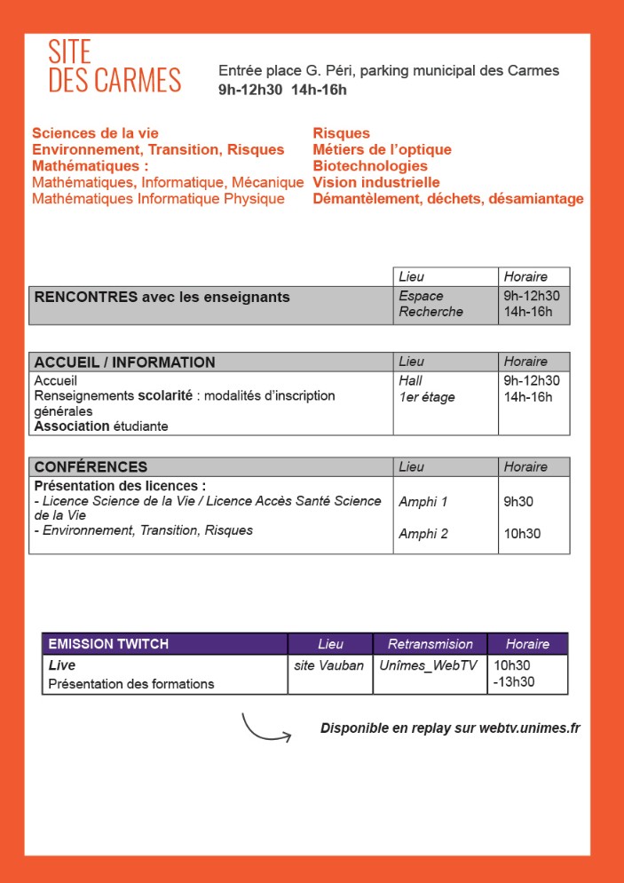 programme provisoire JPO Carmes
