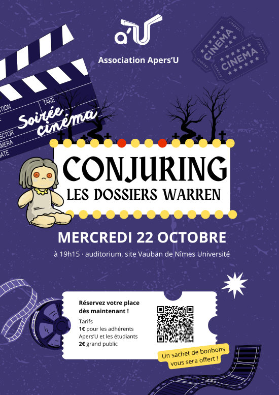 affiche soirée cinéma Conjuring le dossier Warren